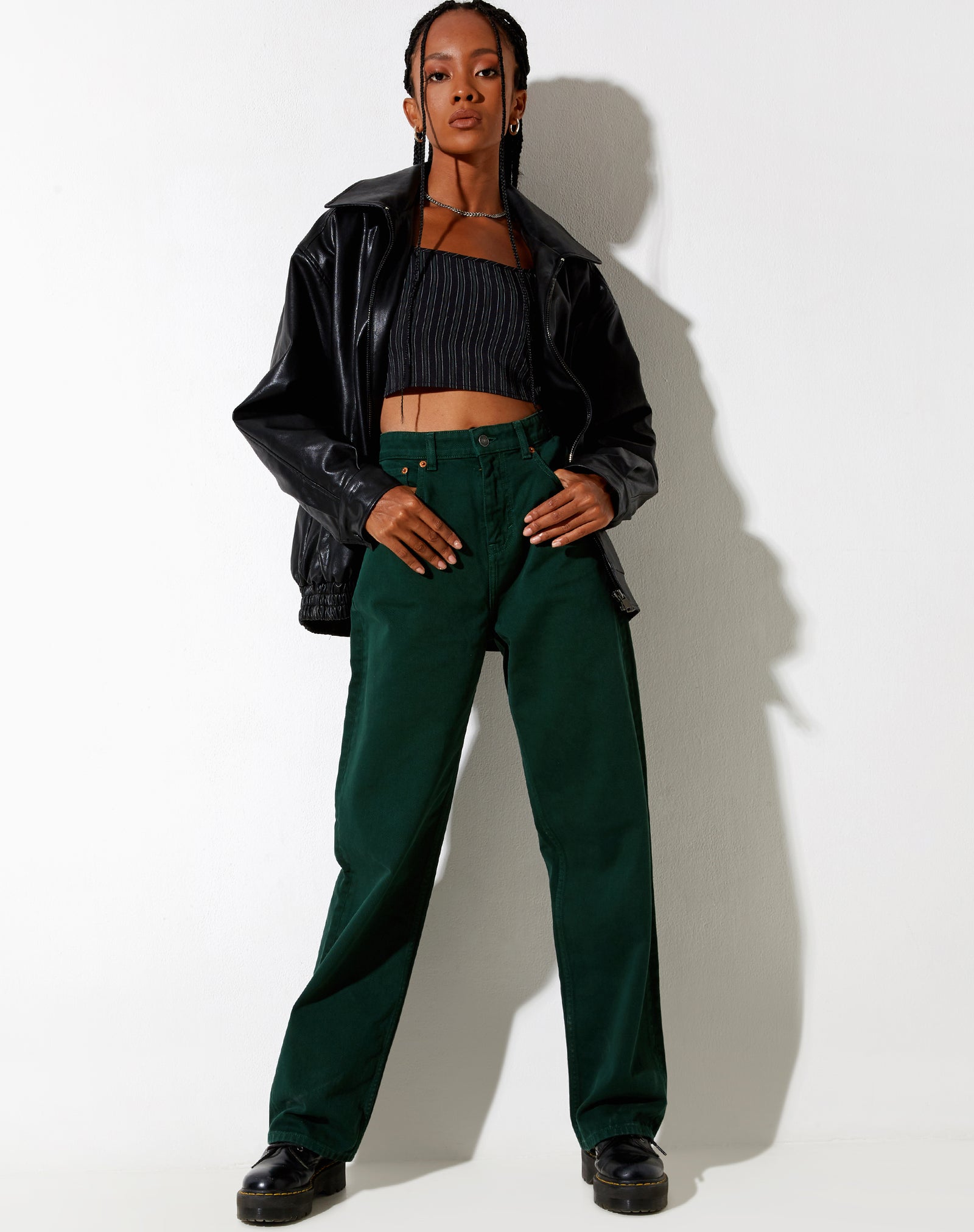 Forest Green Wide Leg Jeans | Parallel ...